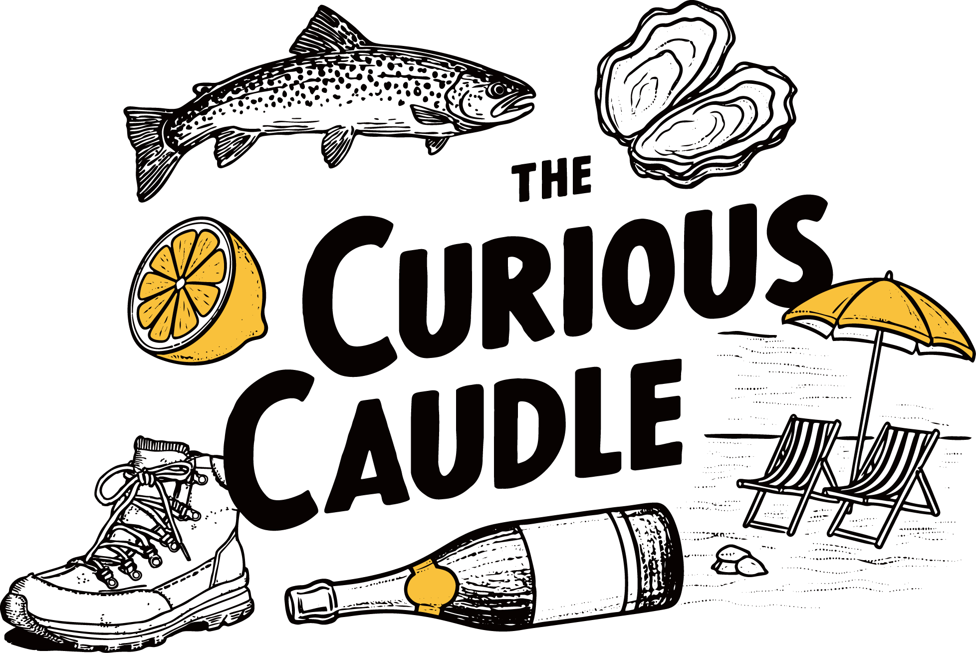 The Curious Caudle vertical logo.
